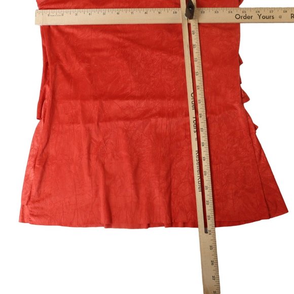 izBYER Top Women's Cap Sleeve V-Neck Blouse Asymmetrical Ruffle Red Small - Picture 7 of 9